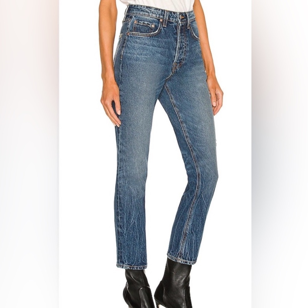 GRLFRND Karolina High Rise Crop Jeans Hudson River Wash Size 26